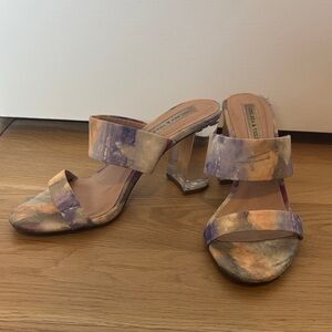 Chelsea & Violet Women's Purple Multicolor Sandals with Acrylic Heel, Size 9